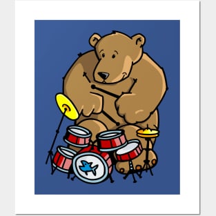 Groovy Drummer Bear Posters and Art